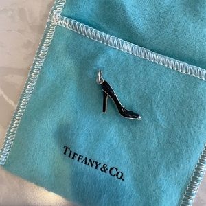 Tiffany Blue Enamel Blue Black High Heel Shoe Charm Sterling Silver